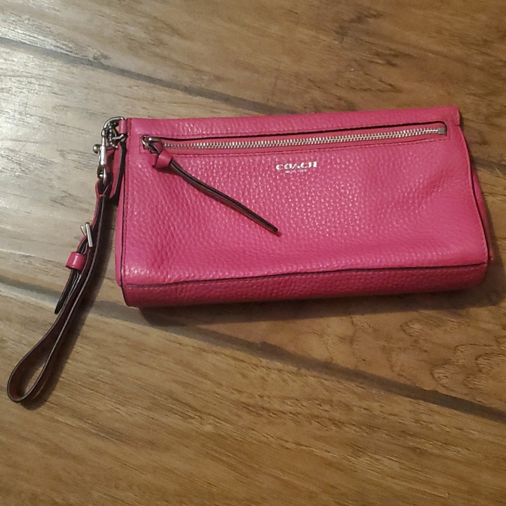 Hot pink Coach wristlet